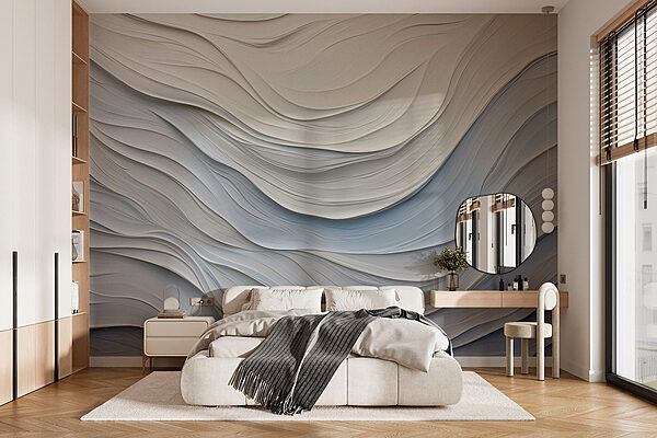 White and grey wavy background Wall murals White and grey wavy background