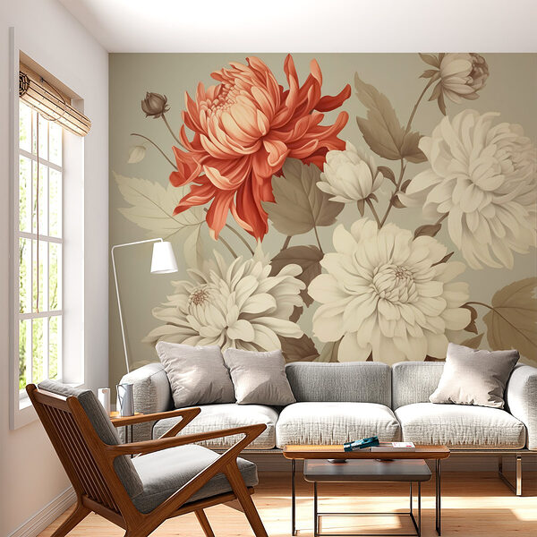 Wall murals Wall murals Vibrant blooms in soft hues (SKU: w02891)