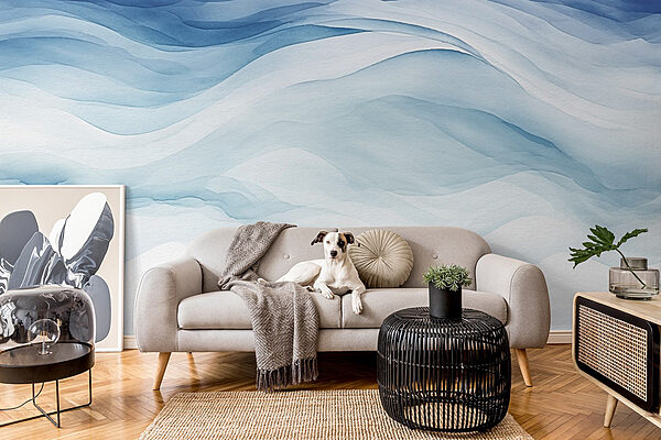White and blue watercolor painting Wall murals White and blue watercolor painting