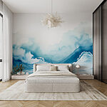 Wall murals Watercolor of a mountain with clouds