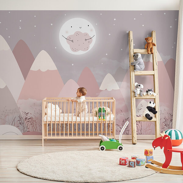 Landscape of mountains and the moon Wall mural Landscape of mountains and the moon