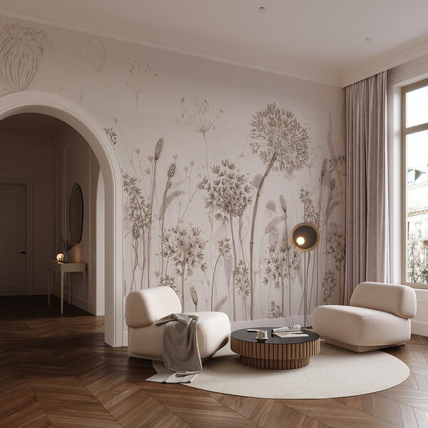 Drawing of flowers and plants Wall mural Drawing of flowers and plants