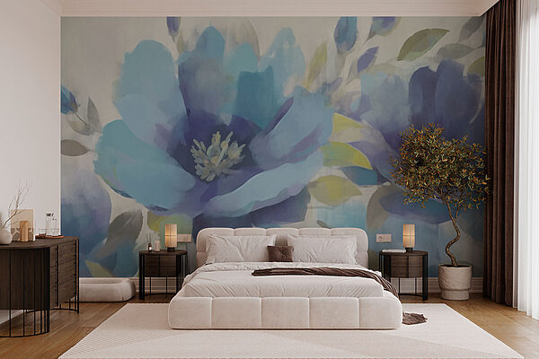 Painting of flowers and leaves Wall murals Painting of flowers and leaves