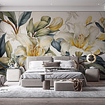Wall murals Elegant blooms among lush greenery