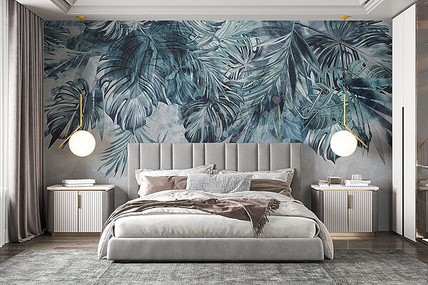 Lush leaves in serene colors Wall murals Lush leaves in serene colors