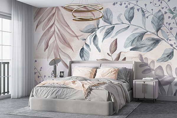 Delicate foliage in soft pastel hues Wall murals Delicate foliage in soft pastel hues