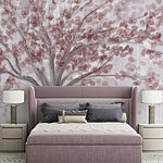 Wall murals Painting of a tree with pink leaves