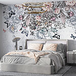 Wall murals Group of flowers and butterflies