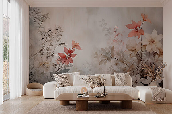 Painting of flowers on a wall Wall murals Painting of flowers on a wall