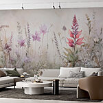 Wall murals Painting of flowers in a field
