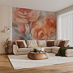 Wall murals Painting of flowers on a white surface