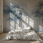 Wall murals Group of trees in a foggy forest