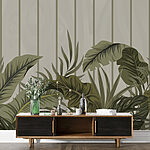 Wall murals Lush greens against a wooden backdrop