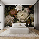 Wall murals Group of flowers on a black background
