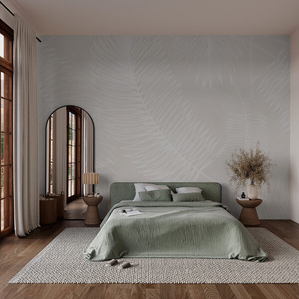 Wall murals Wall murals White pattern of leaves (SKU: w02894)
