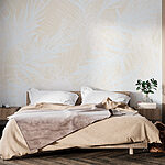 Wall murals White pattern with white leaves