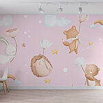 Wall murals Group of animals holding flowers