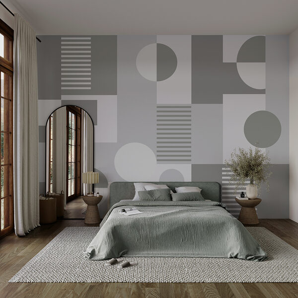 Wall murals Wall murals Grey and white geometrical pattern (SKU: w02916)