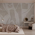 Wall murals White and gray background with lines