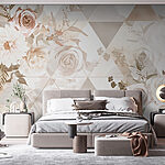 Wall murals Wallpaper with flowers and triangles