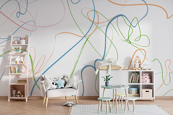 Colorful lines on a white background Wall murals Colorful lines on a white background
