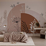Wall murals Graphic design of flowers and leaves