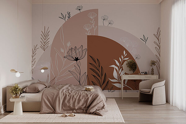 Graphic design of flowers and leaves Wall murals Graphic design of flowers and leaves