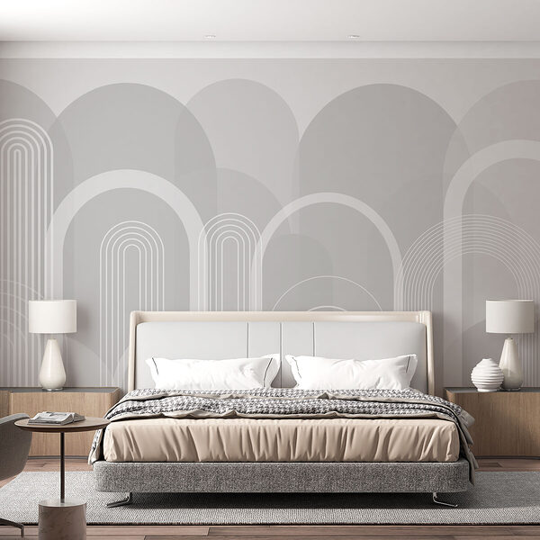 Wall murals Grey and white background with white lines