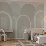Wall murals White and gray background with white lines