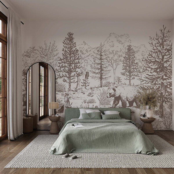 Bear walking in the woods Wall murals Bear walking in the woods