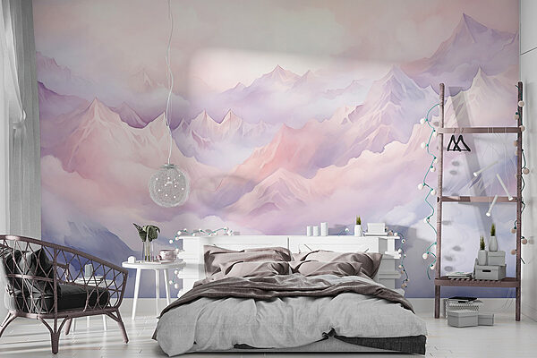 Wall murals Mountain range with clouds