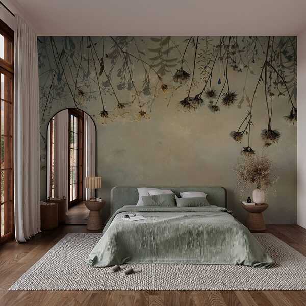 Dried flowers on a branch Wall murals Dried flowers on a branch