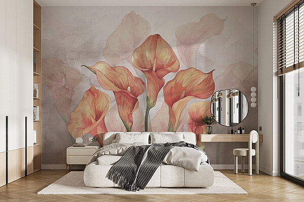 Wall murals Wall murals Group of orange flowers (SKU: w02957)