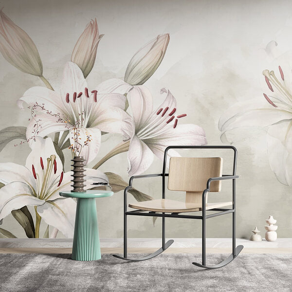 Delicate lilies in soft hues Wall murals Delicate lilies in soft hues