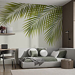 Wall murals Green leaves on a white background