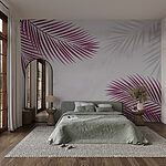 Wall murals Purple leaves on a white background
