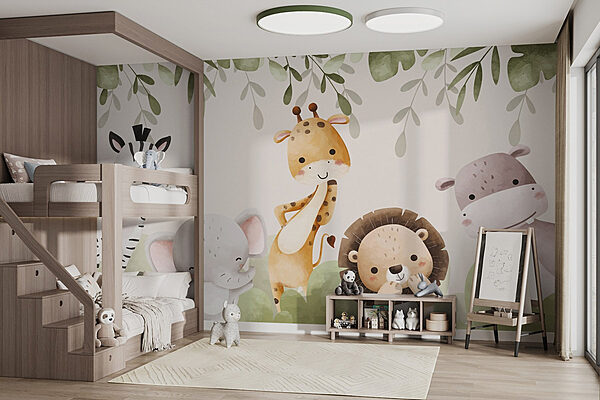 Group of animals under leaves Wall murals Group of animals under leaves