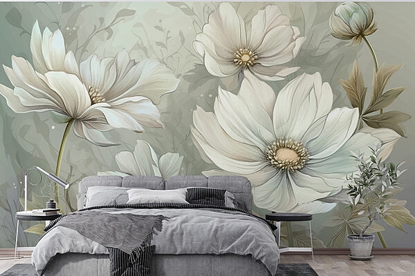 Wall murals Delicate blooms in soft hues