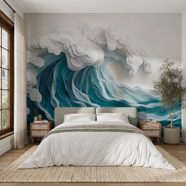 Paper cut out of a wave Wall mural Paper cut out of a wave