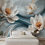 Wall murals Delicate blooms on flowing canvas