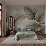 Wall murals Soft, curved leaves in gentle tones