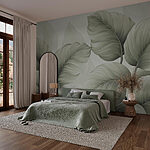 Wall murals Lush leaves in soft green tones