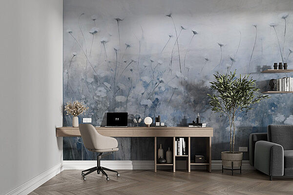 Painting of flowers in a field Wall murals Painting of flowers in a field