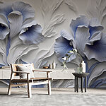 Wall murals White and blue flowers