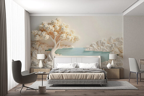 White tree and water Wall murals White tree and water