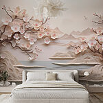 Wall murals Paper cut out of a tree with flowers and water
