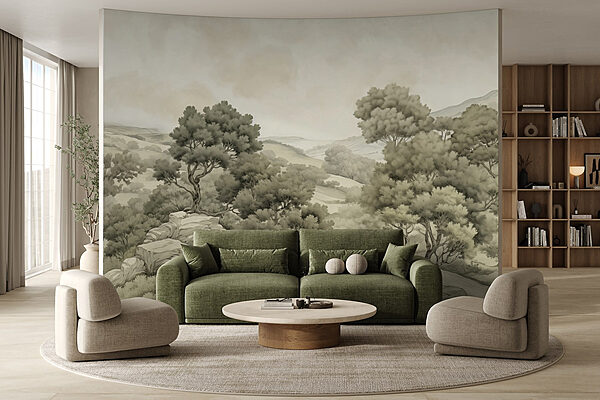 Wall murals Landscape with trees and rocks