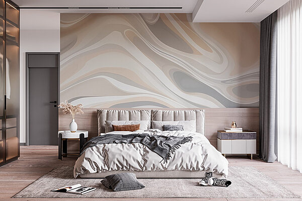 White and grey swirls Wall murals White and grey swirls