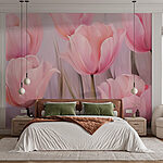 Wall murals Group of pink flowers