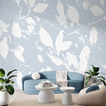 Wall murals White leaves on a blue background